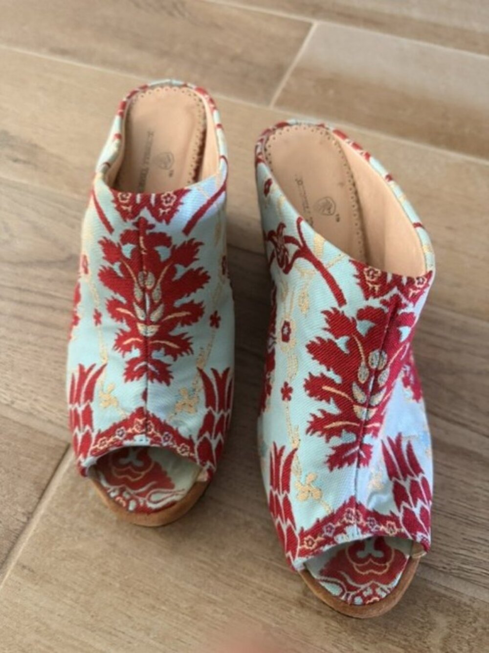 Rockwell Tharp Bora Bora Wedge Heel Sandals Blue Red Brown Size 37